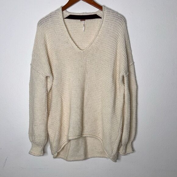 FREE PEOPLE All Mine Alpaca Wool Chunky Slouchy Soft Sweater Ivory Size Small - Picture 11 of 13